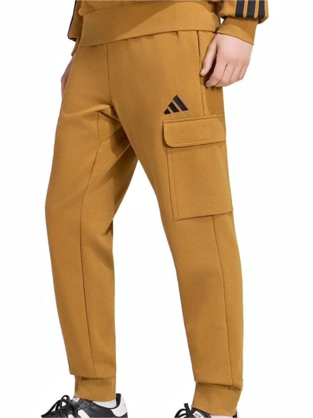 New autentic men's Adidas brown tan cargo sweatpants fall winter logo M Medium99